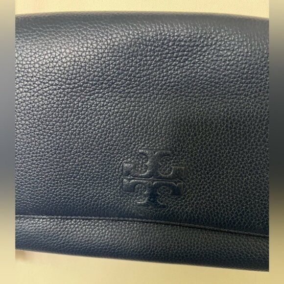 Tory Burch Navy Blue Thea Leather Crossbody Bag Purse - Picture 4 of 10